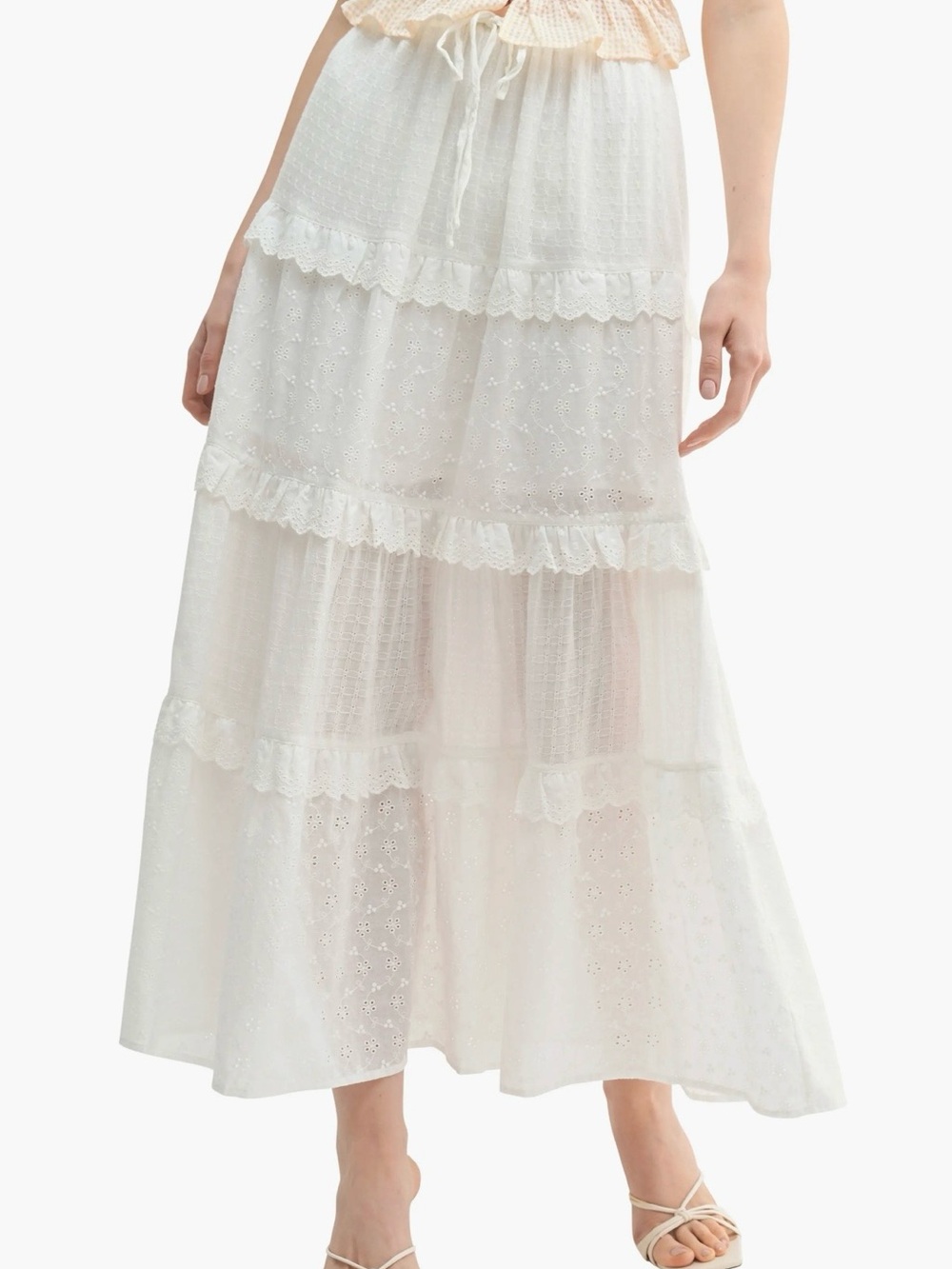 All in Favor Tiered Ruffle Cotton Blend Skirt